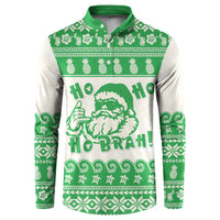 Green Mele Kalikimaka Hawaii Button Sweatshirt Funny Ho Ho Ho Santa Shaka LT14 Green - Polynesian Pride