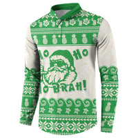 Green Mele Kalikimaka Hawaii Button Sweatshirt Funny Ho Ho Ho Santa Shaka LT14 - Polynesian Pride
