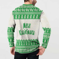 Green Mele Kalikimaka Hawaii Button Sweatshirt Funny Ho Ho Ho Santa Shaka LT14 - Polynesian Pride