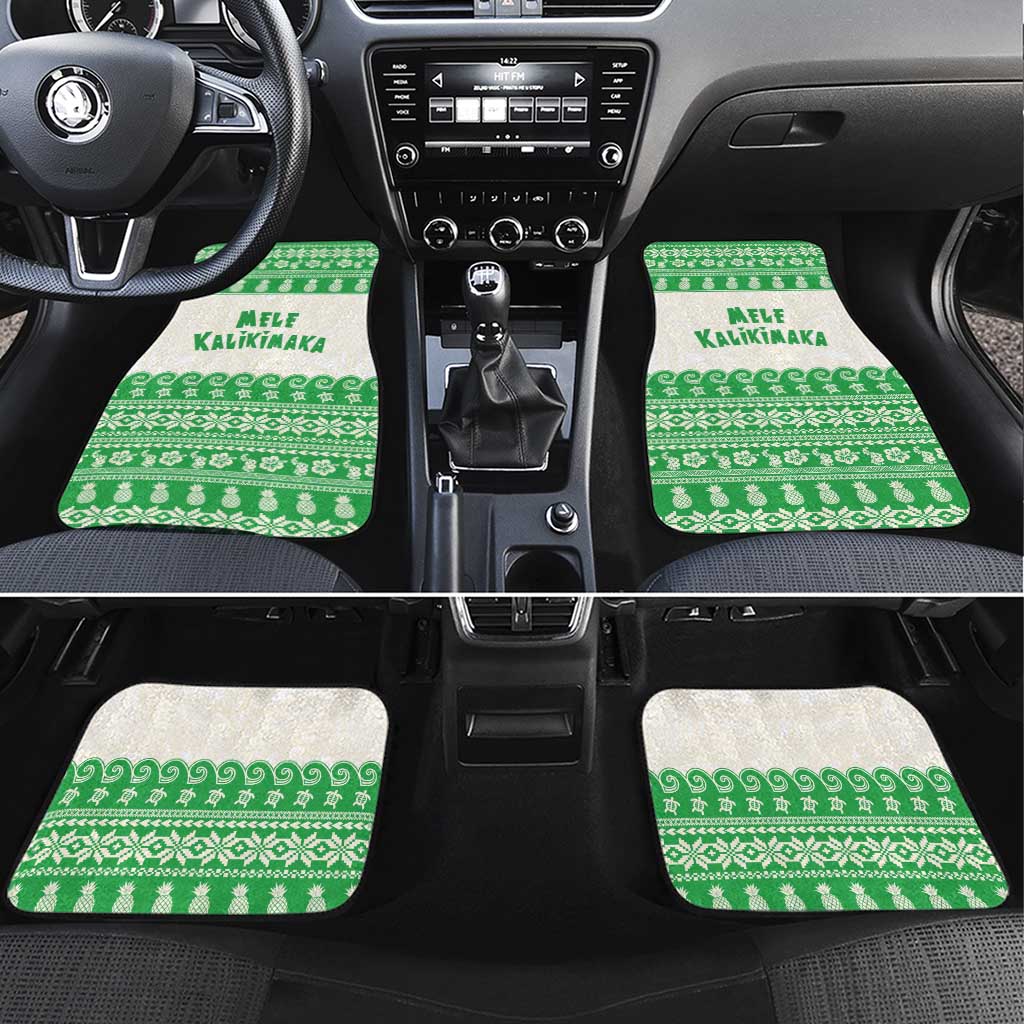Green Mele Kalikimaka Hawaii Car Mats Funny Ho Ho Ho Santa Shaka - Polynesian Pride