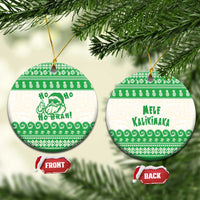 Green Mele Kalikimaka Hawaii Ceramic Ornament Funny Ho Ho Ho Santa Shaka LT14 Circle Green - Polynesian Pride