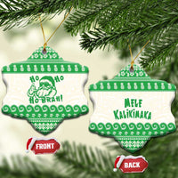 Green Mele Kalikimaka Hawaii Ceramic Ornament Funny Ho Ho Ho Santa Shaka LT14 Snow Flake Green - Polynesian Pride