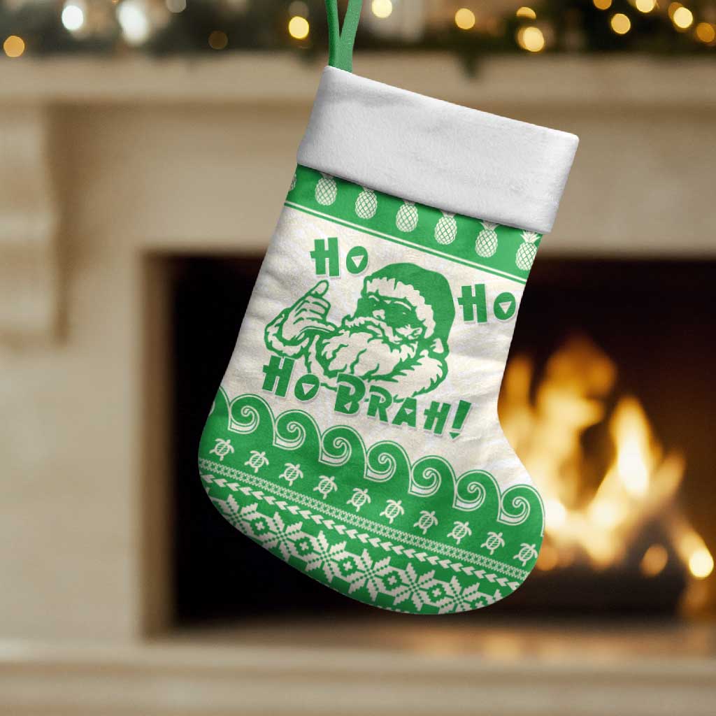 Green Mele Kalikimaka Hawaii Christmas Stocking Funny Ho Ho Ho Santa Shaka - Polynesian Pride