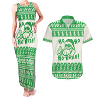 Green Mele Kalikimaka Hawaii Couples Matching Tank Maxi Dress and Hawaiian Shirt Funny Ho Ho Ho Santa Shaka - Polynesian Pride