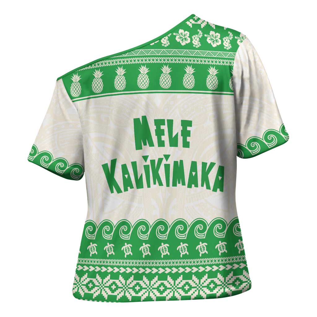 Green Mele Kalikimaka Hawaii Cross Shoulder Shirt Funny Ho Ho Ho Santa Shaka LT14 - Polynesian Pride