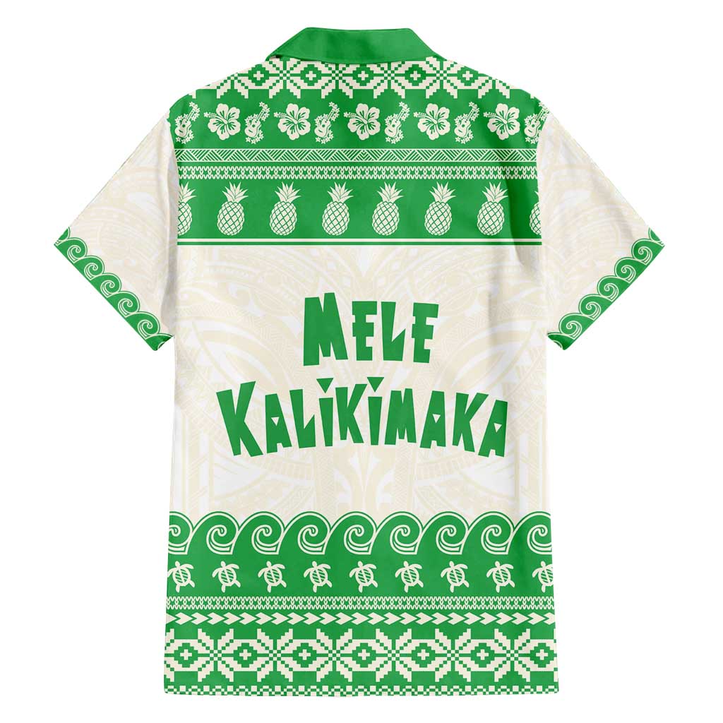 Green Mele Kalikimaka Hawaii Family Matching Long Sleeve Bodycon Dress and Hawaiian Shirt Funny Ho Ho Ho Santa Shaka - Polynesian Pride