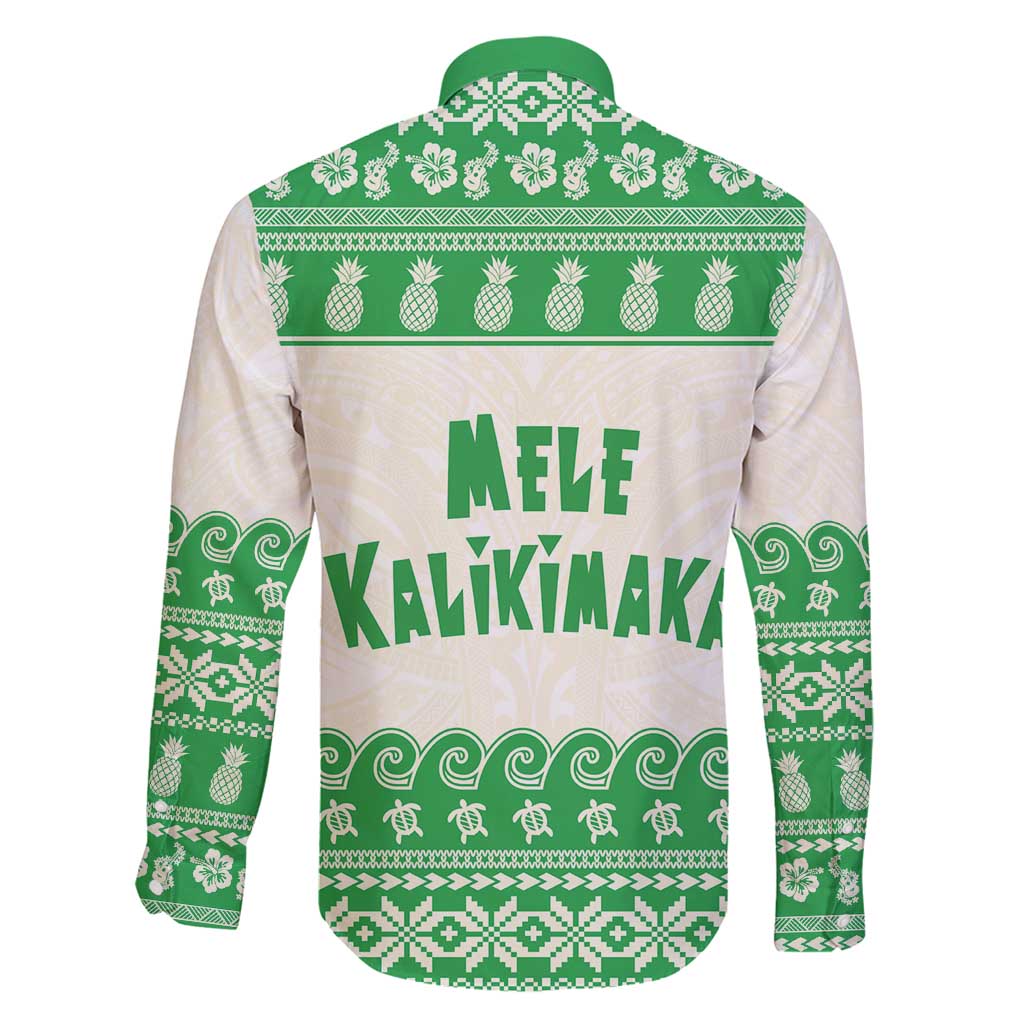 Green Mele Kalikimaka Hawaii Family Matching Off Shoulder Short Dress and Hawaiian Shirt Funny Ho Ho Ho Santa Shaka - Polynesian Pride