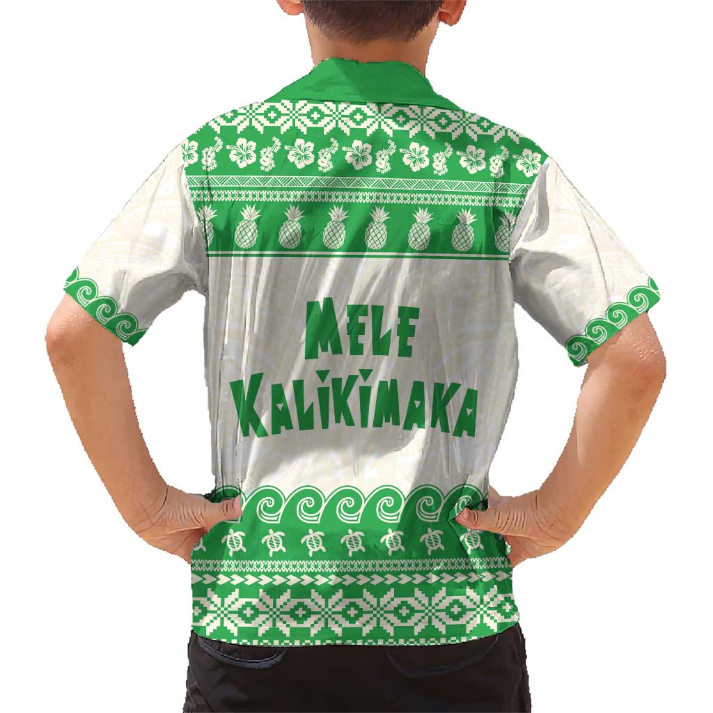 Green Mele Kalikimaka Hawaii Family Matching Short Sleeve Bodycon Dress and Hawaiian Shirt Funny Ho Ho Ho Santa Shaka - Polynesian Pride