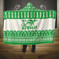 Green Mele Kalikimaka Hawaii Hooded Blanket Funny Ho Ho Ho Santa Shaka LT14 - Polynesian Pride