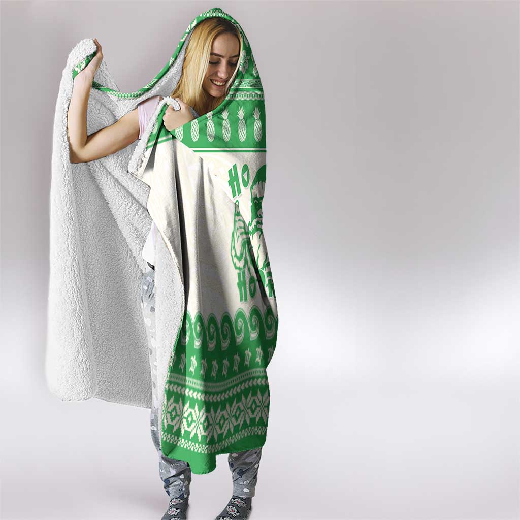 Green Mele Kalikimaka Hawaii Hooded Blanket Funny Ho Ho Ho Santa Shaka LT14 - Polynesian Pride