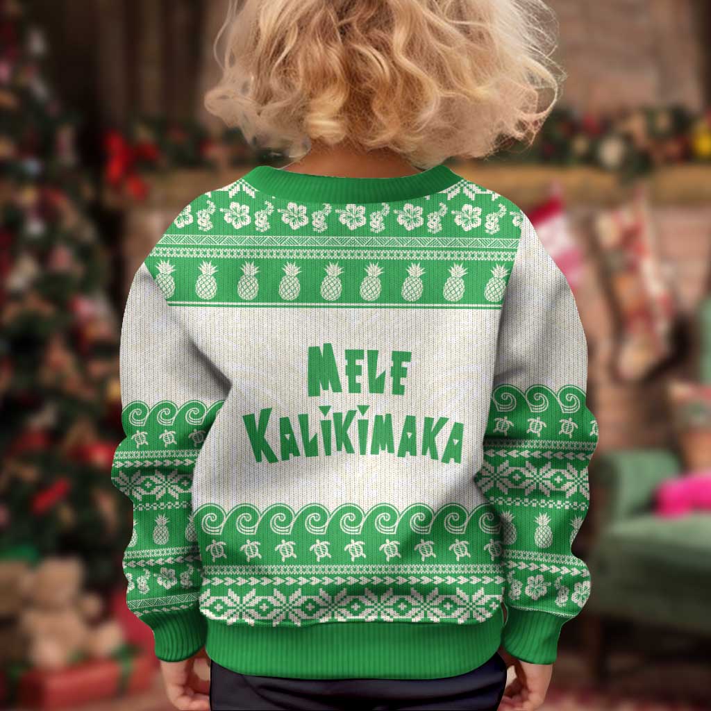 Green Mele Kalikimaka Hawaii Kid Ugly Christmas Sweater Funny Ho Ho Ho Santa Shaka LT14 - Polynesian Pride