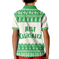 Green Mele Kalikimaka Hawaii Kid Polo Shirt Funny Ho Ho Ho Santa Shaka - Polynesian Pride