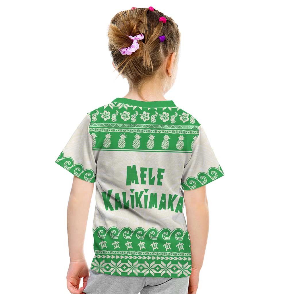 Green Mele Kalikimaka Hawaii Kid T Shirt Funny Ho Ho Ho Santa Shaka LT14 - Polynesian Pride