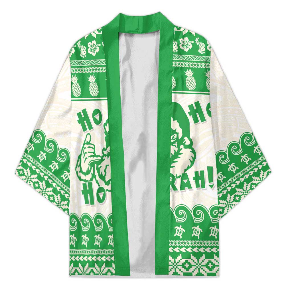 Green Mele Kalikimaka Hawaii Kimono Funny Ho Ho Ho Santa Shaka - Polynesian Pride