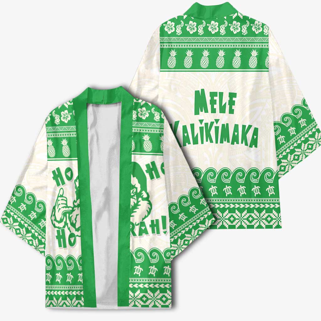 Green Mele Kalikimaka Hawaii Kimono Funny Ho Ho Ho Santa Shaka - Polynesian Pride