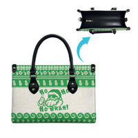 Green Mele Kalikimaka Hawaii Leather Bag Funny Ho Ho Ho Santa Shaka - Polynesian Pride