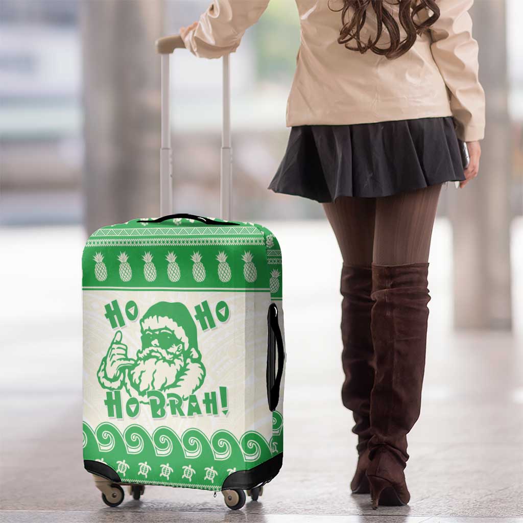 Green Mele Kalikimaka Hawaii Luggage Cover Funny Ho Ho Ho Santa Shaka - Polynesian Pride