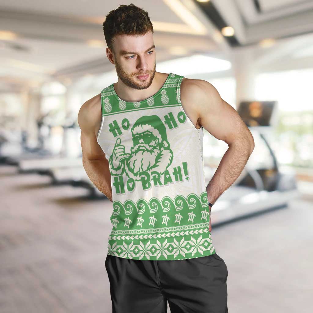 Green Mele Kalikimaka Hawaii Men Tank Top Funny Ho Ho Ho Santa Shaka LT14 Green - Polynesian Pride
