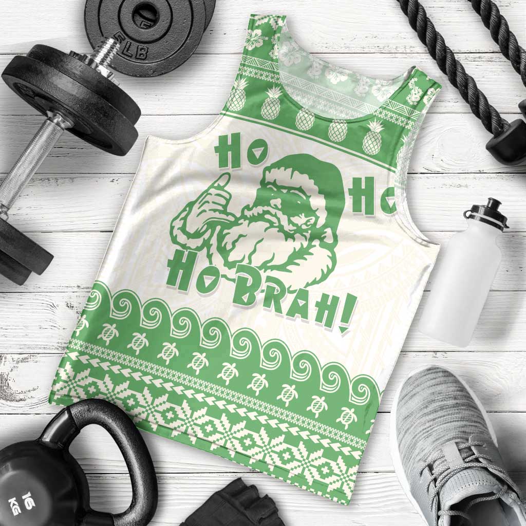 Green Mele Kalikimaka Hawaii Men Tank Top Funny Ho Ho Ho Santa Shaka LT14 - Polynesian Pride