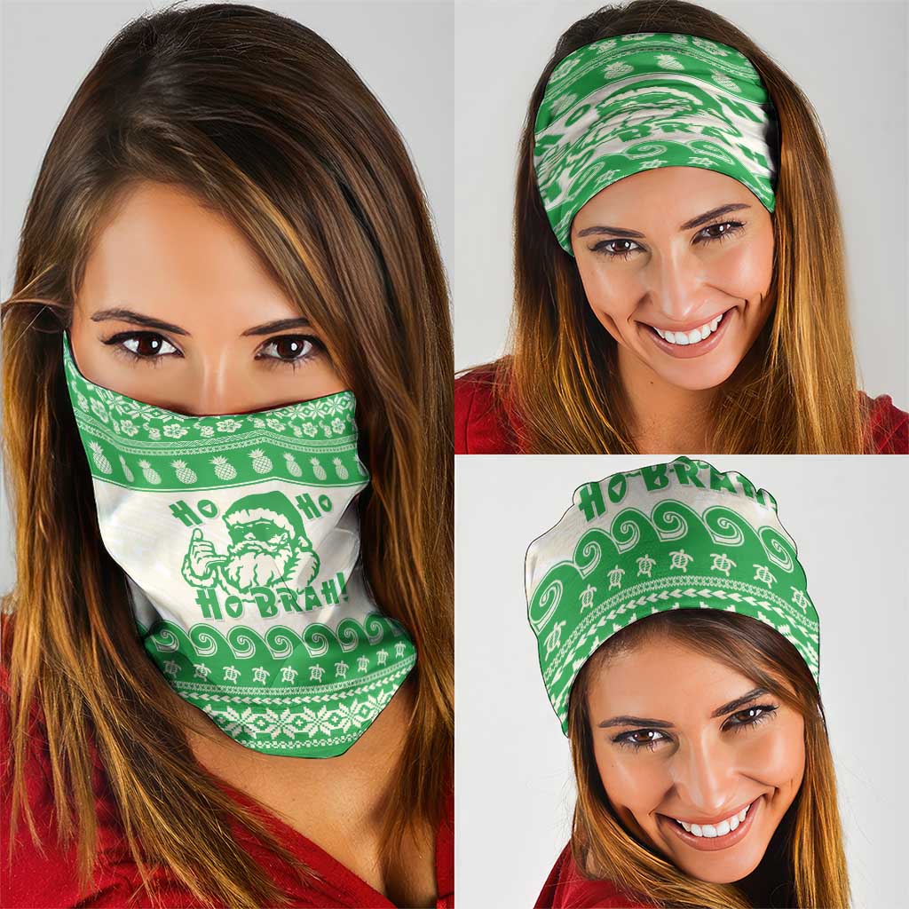 Green Mele Kalikimaka Hawaii Neck Gaiter Funny Ho Ho Ho Santa Shaka - Polynesian Pride