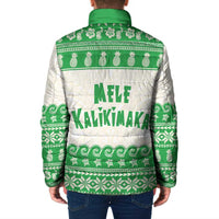 Green Mele Kalikimaka Hawaii Padded Jacket Funny Ho Ho Ho Santa Shaka LT14 - Polynesian Pride