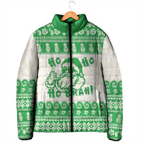 Green Mele Kalikimaka Hawaii Padded Jacket Funny Ho Ho Ho Santa Shaka LT14 - Polynesian Pride