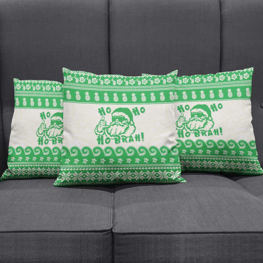Green Mele Kalikimaka Hawaii Pillow Cover Funny Ho Ho Ho Santa Shaka - Polynesian Pride