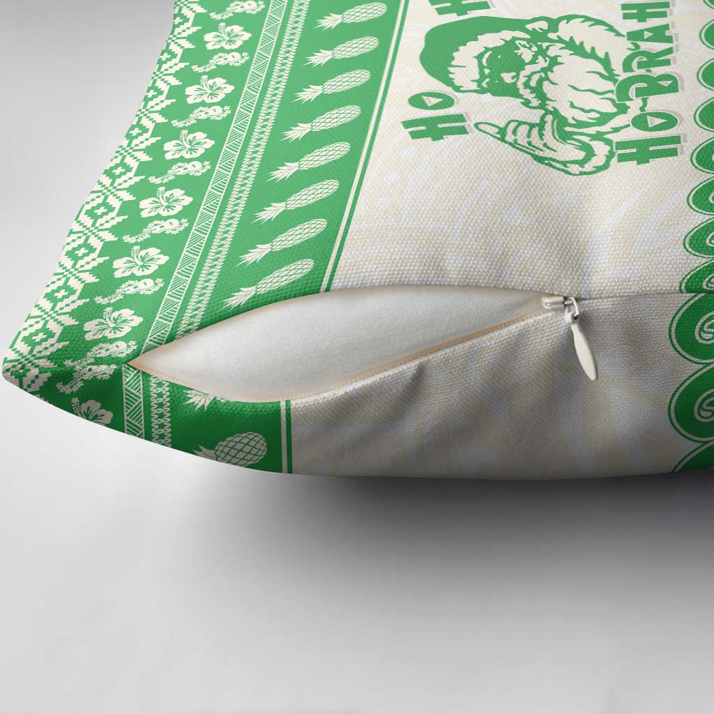 Green Mele Kalikimaka Hawaii Pillow Cover Funny Ho Ho Ho Santa Shaka - Polynesian Pride