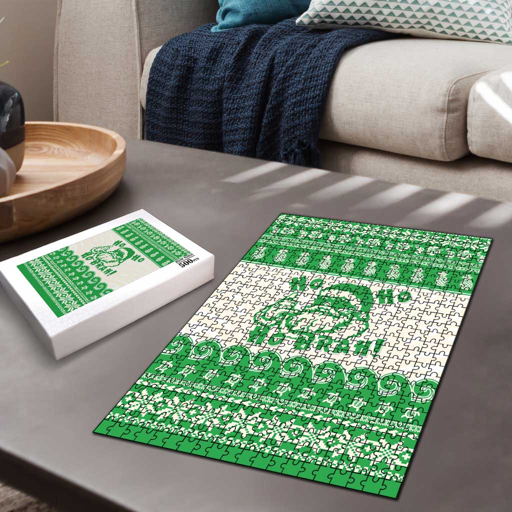 Green Mele Kalikimaka Hawaii Puzzle Funny Ho Ho Ho Santa Shaka LT14 - Polynesian Pride