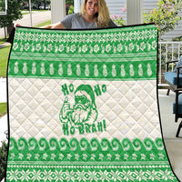 Green Mele Kalikimaka Hawaii Quilt Funny Ho Ho Ho Santa Shaka - Polynesian Pride