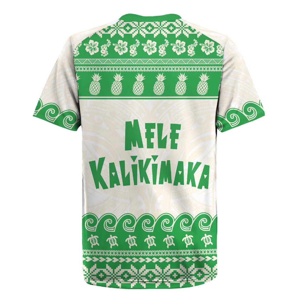 Green Mele Kalikimaka Hawaii Rugby Jersey Funny Ho Ho Ho Santa Shaka LT14 - Polynesian Pride