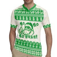 Green Mele Kalikimaka Hawaii Rugby Jersey Funny Ho Ho Ho Santa Shaka LT14 - Polynesian Pride