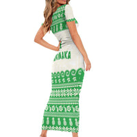 Green Mele Kalikimaka Hawaii Short Sleeve Bodycon Dress Funny Ho Ho Ho Santa Shaka - Polynesian Pride