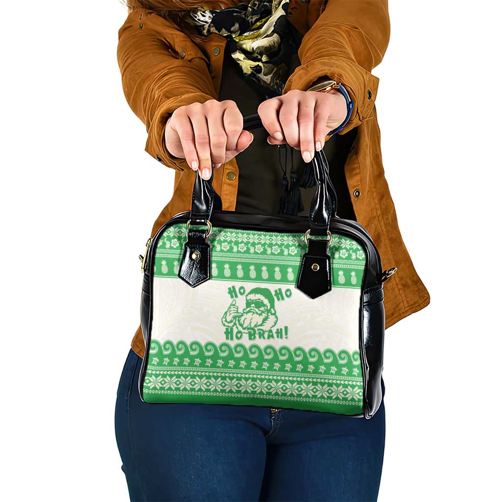 Green Mele Kalikimaka Hawaii Shoulder Handbag Funny Ho Ho Ho Santa Shaka LT14 One Size Green - Polynesian Pride