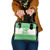 Green Mele Kalikimaka Hawaii Shoulder Handbag Funny Ho Ho Ho Santa Shaka LT14 One Size Green - Polynesian Pride
