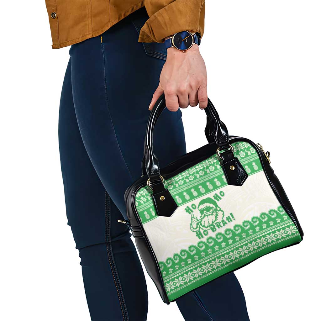 Green Mele Kalikimaka Hawaii Shoulder Handbag Funny Ho Ho Ho Santa Shaka LT14 - Polynesian Pride