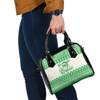 Green Mele Kalikimaka Hawaii Shoulder Handbag Funny Ho Ho Ho Santa Shaka LT14 - Polynesian Pride