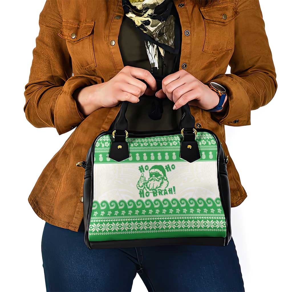 Green Mele Kalikimaka Hawaii Shoulder Handbag Funny Ho Ho Ho Santa Shaka LT14 - Polynesian Pride