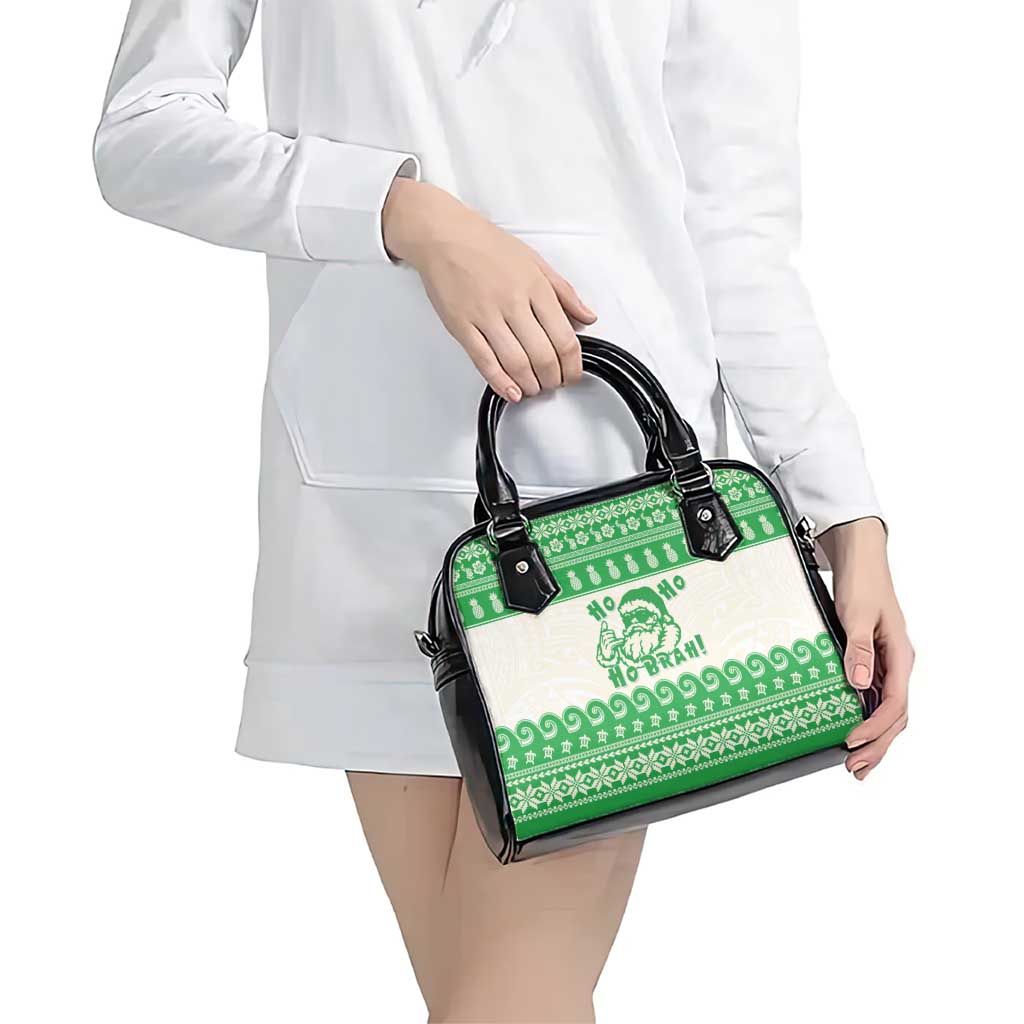Green Mele Kalikimaka Hawaii Shoulder Handbag Funny Ho Ho Ho Santa Shaka LT14 - Polynesian Pride