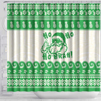 Green Mele Kalikimaka Hawaii Shower Curtain Funny Ho Ho Ho Santa Shaka - Polynesian Pride