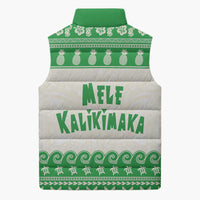 Green Mele Kalikimaka Hawaii Sleeveless Puffer Jacket Funny Ho Ho Ho Santa Shaka LT14 - Polynesian Pride