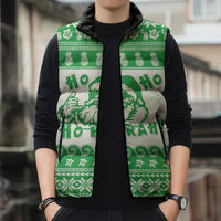 Green Mele Kalikimaka Hawaii Sleeveless Puffer Jacket Funny Ho Ho Ho Santa Shaka LT14 - Polynesian Pride