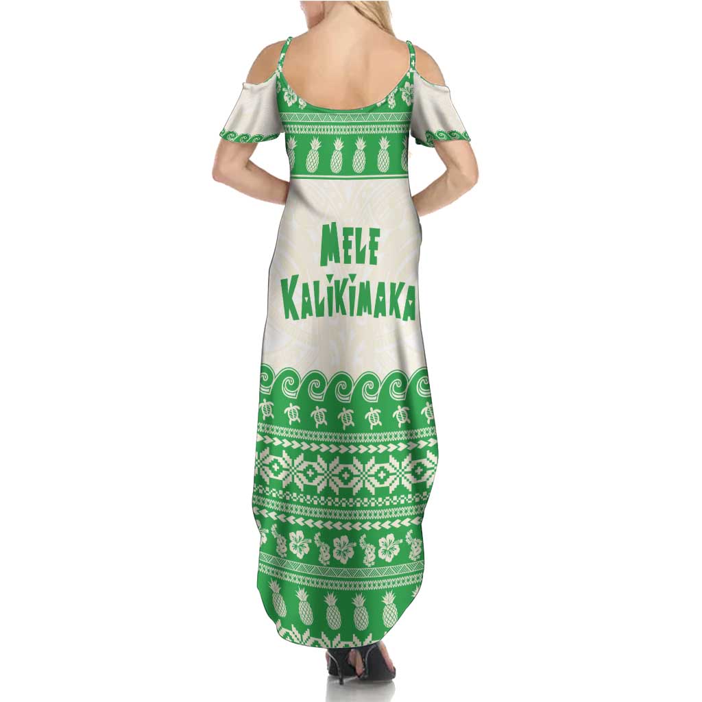 Green Mele Kalikimaka Hawaii Summer Maxi Dress Funny Ho Ho Ho Santa Shaka - Polynesian Pride