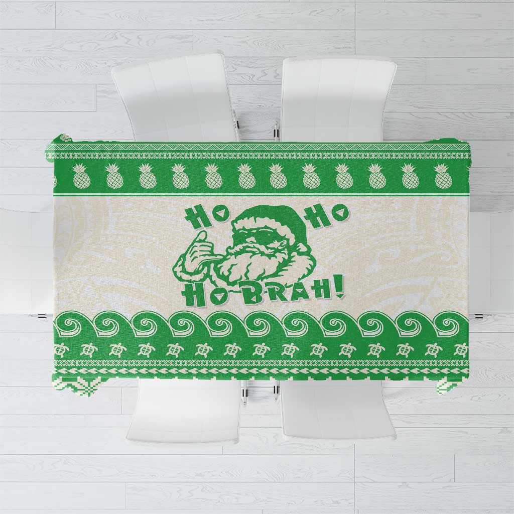 Green Mele Kalikimaka Hawaii Tablecloth Funny Ho Ho Ho Santa Shaka LT14 Green - Polynesian Pride