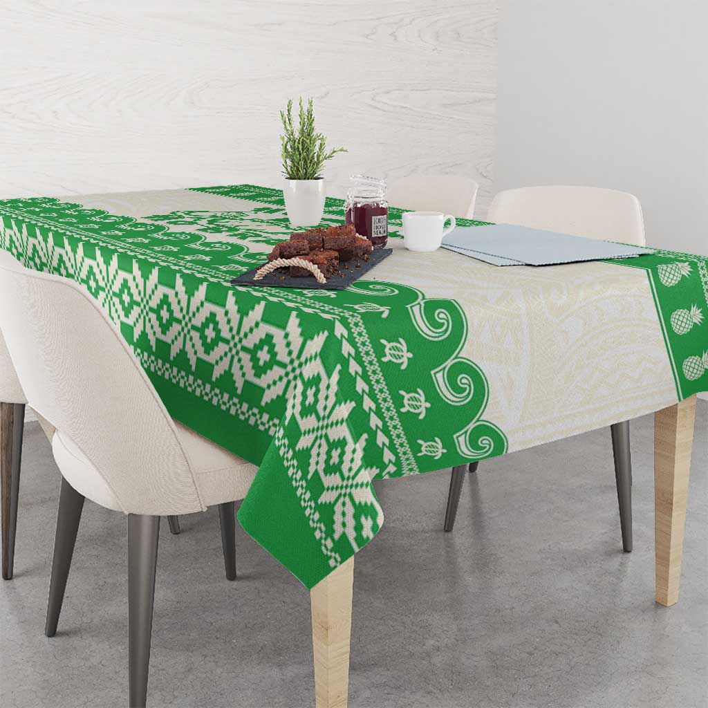 Green Mele Kalikimaka Hawaii Tablecloth Funny Ho Ho Ho Santa Shaka LT14 - Polynesian Pride