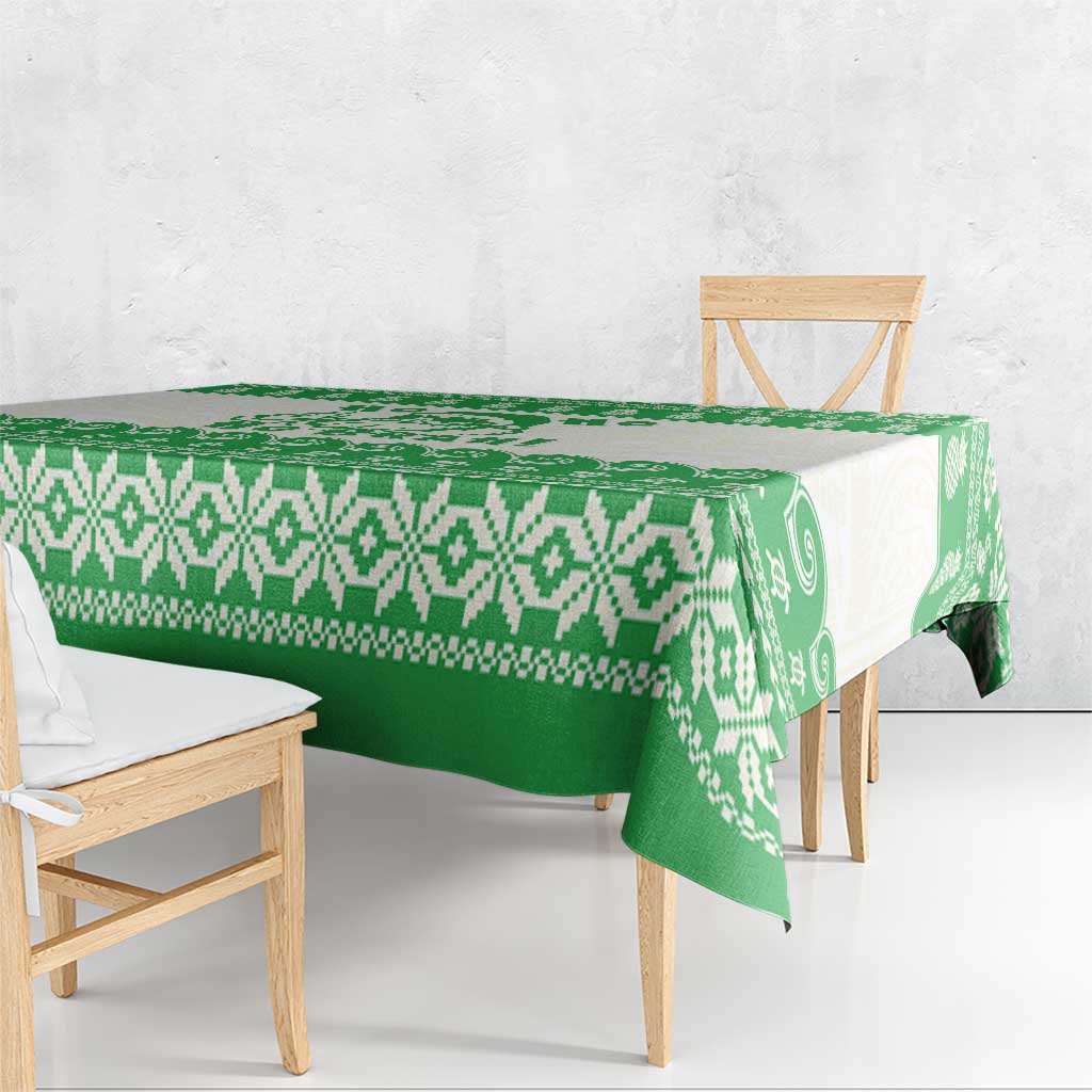 Green Mele Kalikimaka Hawaii Tablecloth Funny Ho Ho Ho Santa Shaka LT14 - Polynesian Pride