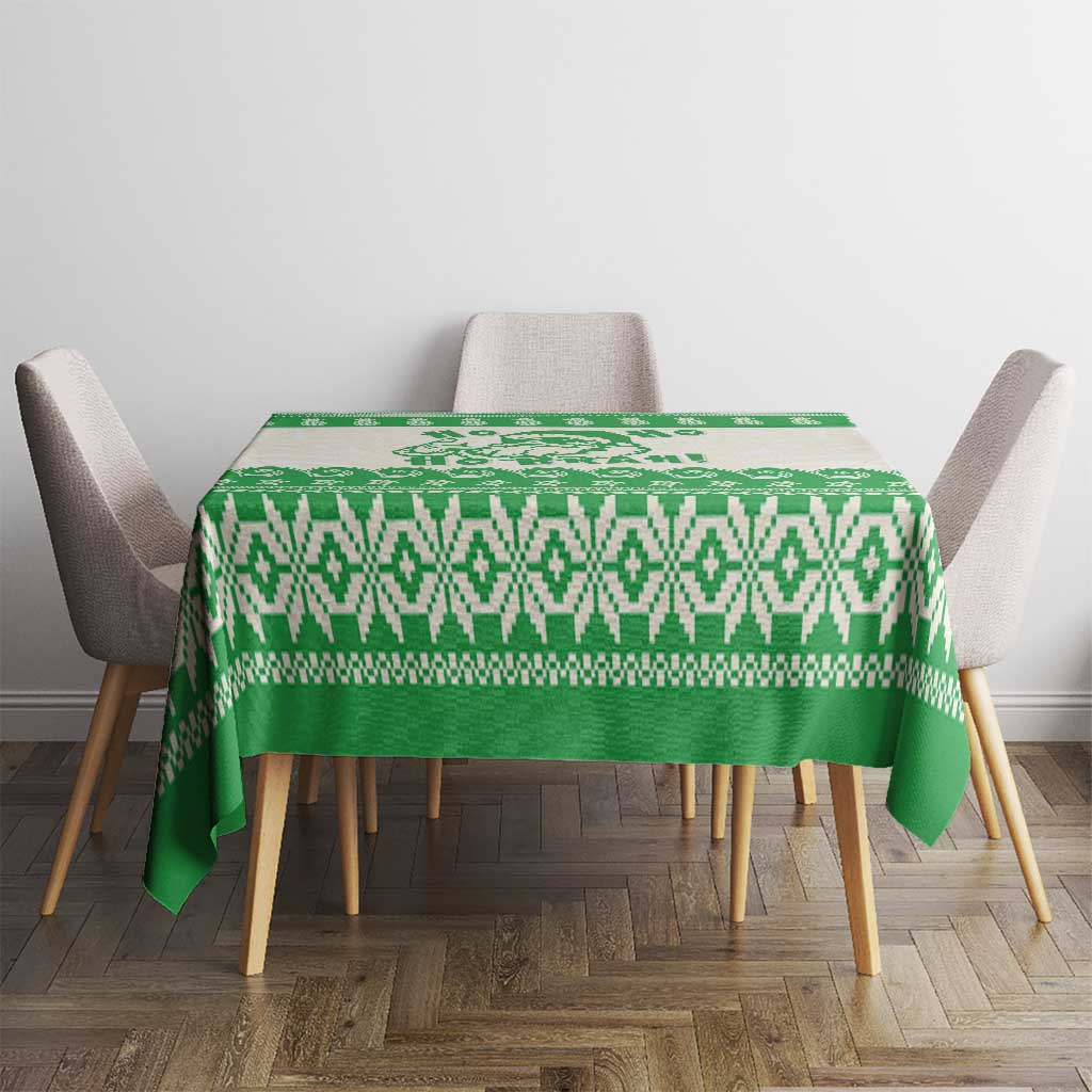 Green Mele Kalikimaka Hawaii Tablecloth Funny Ho Ho Ho Santa Shaka LT14 - Polynesian Pride