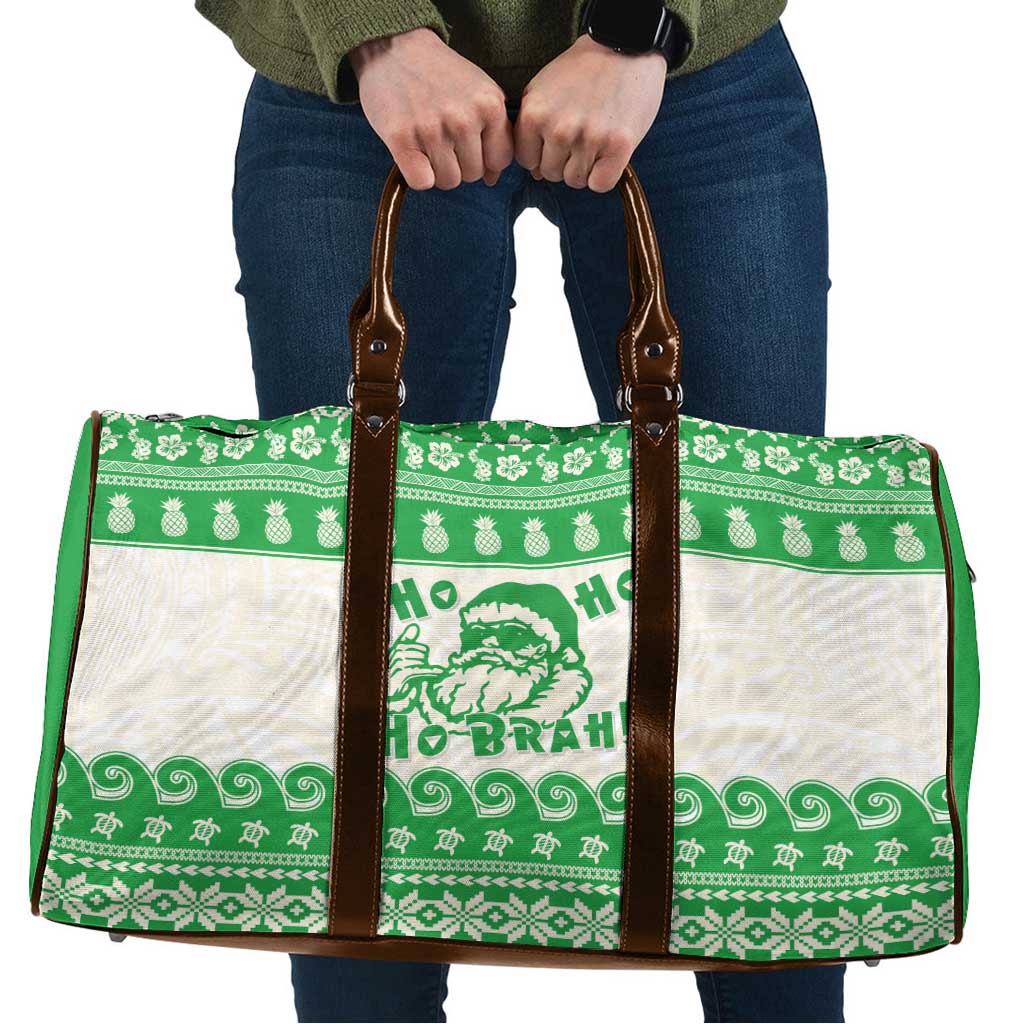 Green Mele Kalikimaka Hawaii Travel Bag Funny Ho Ho Ho Santa Shaka LT14 Green - Polynesian Pride