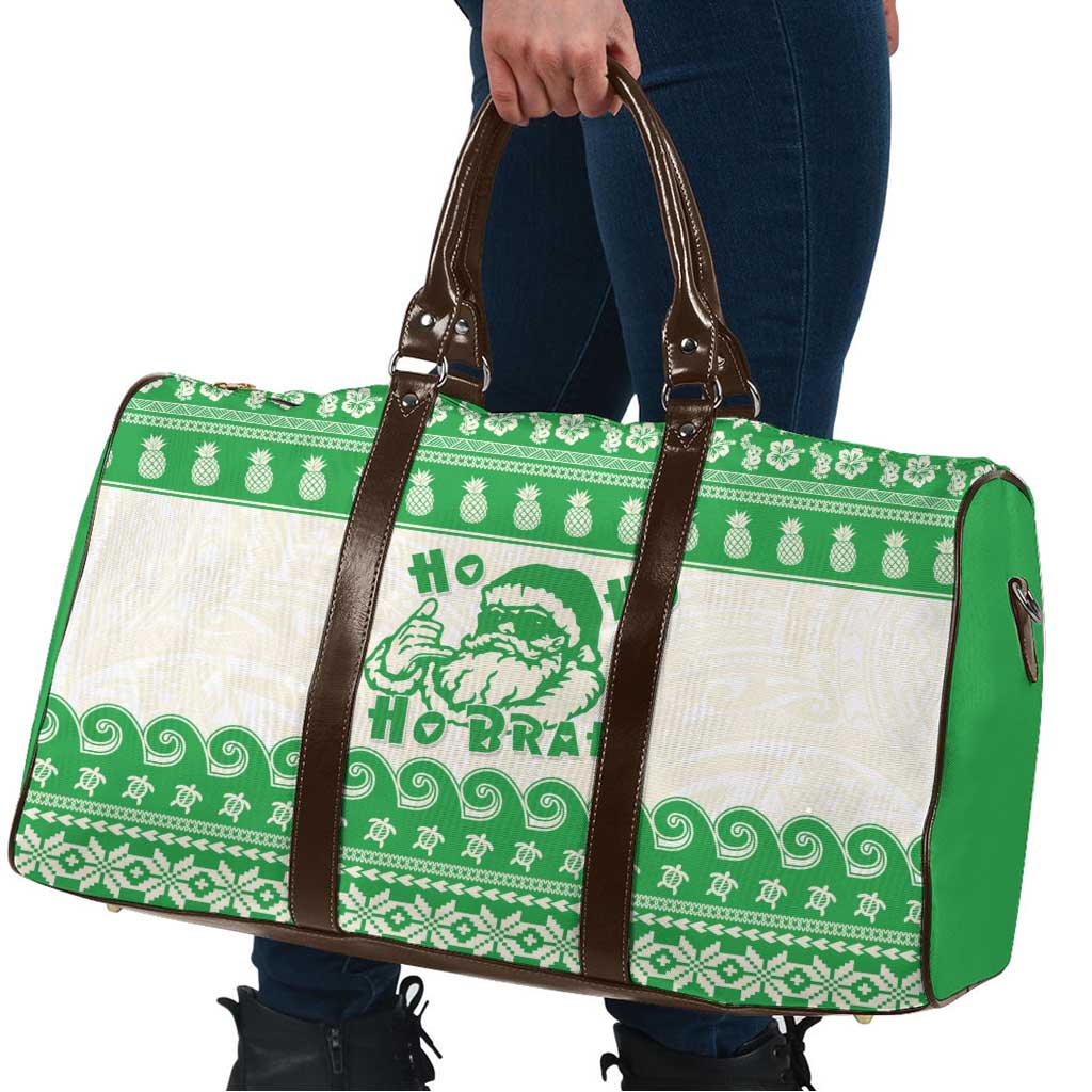 Green Mele Kalikimaka Hawaii Travel Bag Funny Ho Ho Ho Santa Shaka LT14 - Polynesian Pride