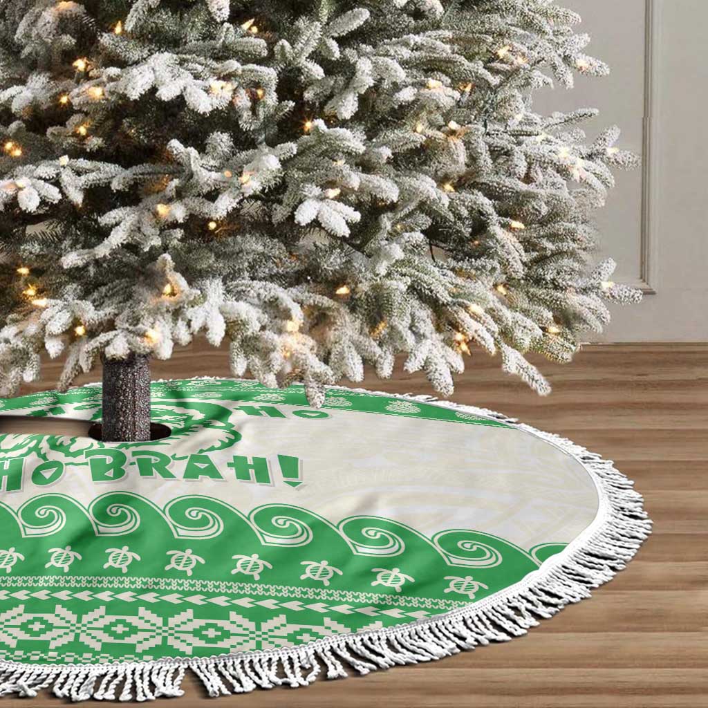 Green Mele Kalikimaka Hawaii Tree Skirt Funny Ho Ho Ho Santa Shaka LT14 - Polynesian Pride
